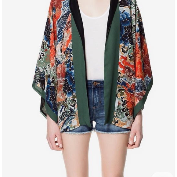 Zara Colorful Kimono Cardigan Size Medium - Picture 7 of 7